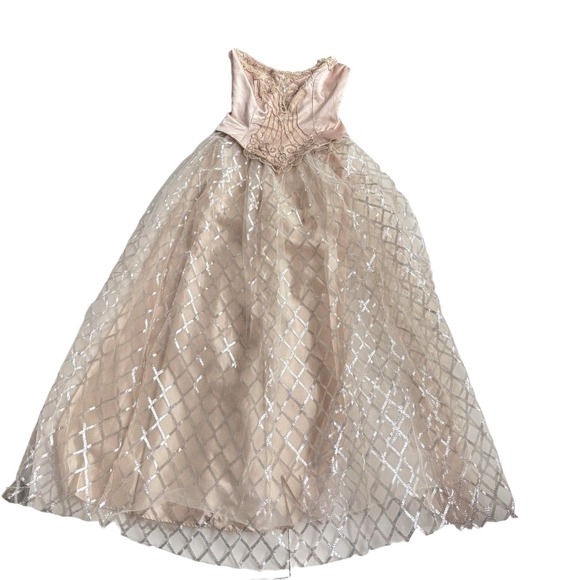 LARALIE VINTAGE PRINCESS BALL GOWN BEADED IN CHAMPAIGN WOMEN SIZE 6/8 - Picture 8 of 13